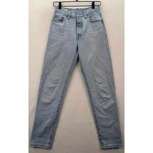 Levis Premium 501 '81 Pin striped Light Wash Tapered Leg Jeans Women's Sz 25x31